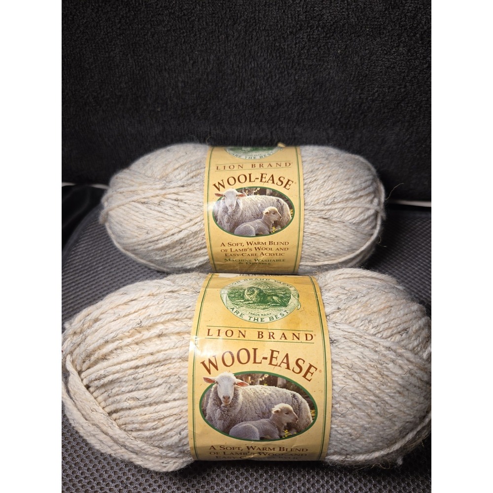 2x Lion Brand Wool-Ease Skeins Worsted Weight Yarn #402 Wheat Both Lot 41028